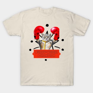 Boxing Cat Furry-weight Champion T-Shirt